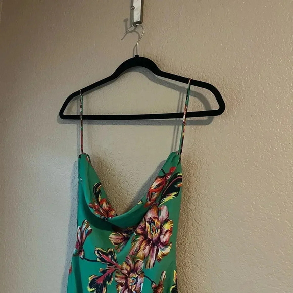 New Michael Costello Revolve Bentley Dress Slip Green Tropical Floral XS NWT - Picture 7 of 12